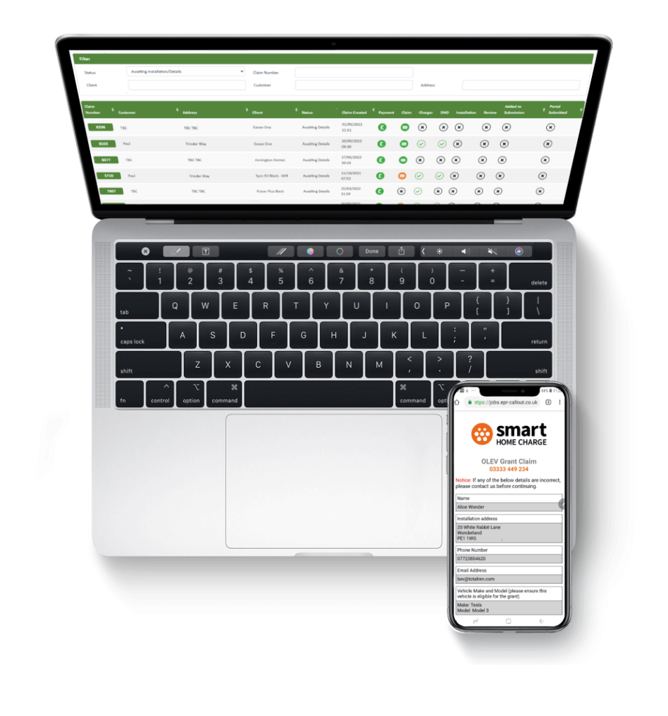 Picture of software on a laptop and phone, to represent the case study.