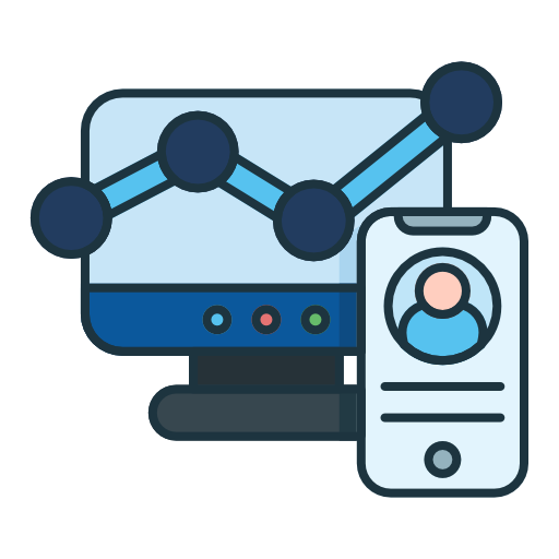 Graphic showing laptop and computer to represent an IT team.