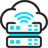Graphic of a cloud and servers to represent hosting a web application in the cloud.