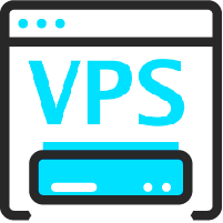 Graphic of letters VPS and servers to represent hosting a web application on a VPS, virtual private server.