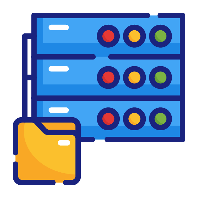 Small graphic of server stack and folder.