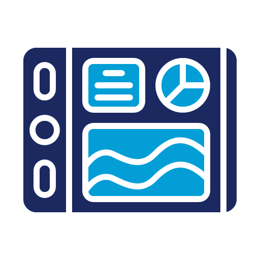 Icon on a computer windows with graphs.