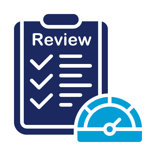 Graphic of clipboad with the word Review at the top.