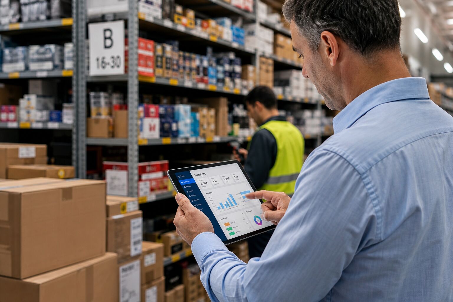 BSPOKE team working with a retail manager on inventory software