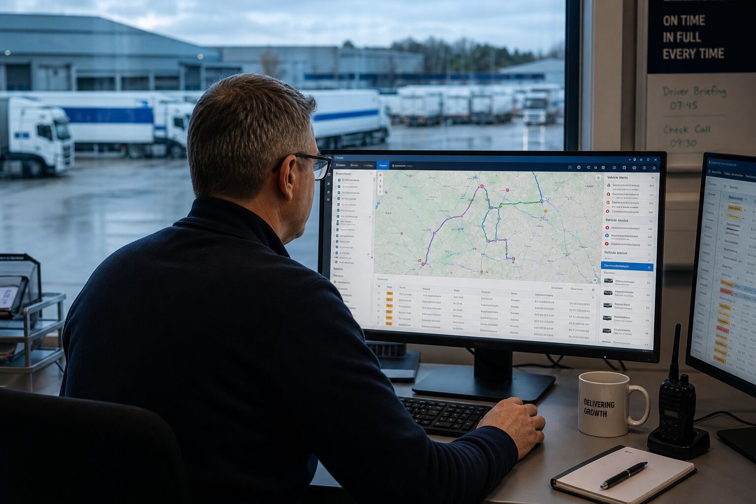 BSPOKE team working with a logistics dispatcher on fleet management software